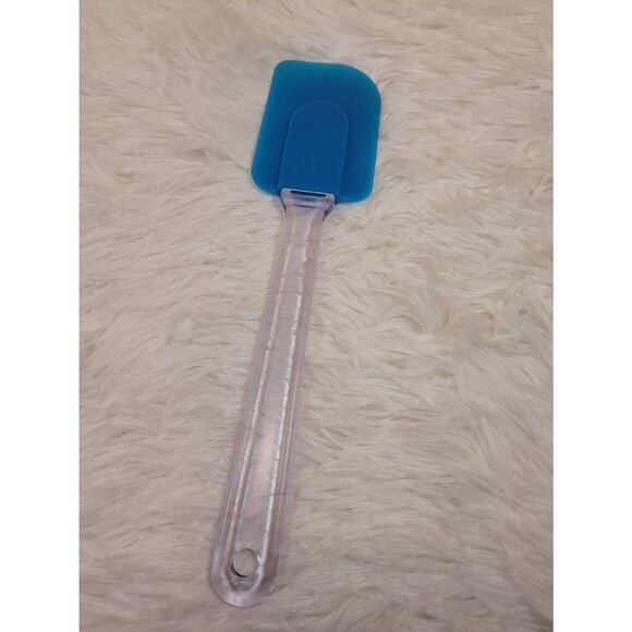 10"  Blue Silicone Scraper with Clear Handle - Picture 2 of 4